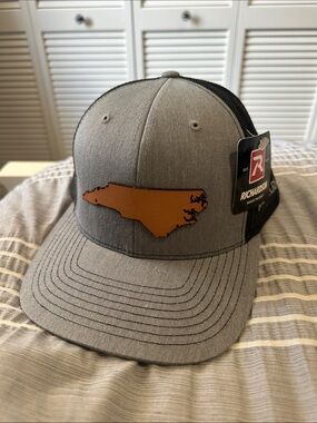 Richardson Men's Grey Trucker Hat with Tan North Carolina Patch